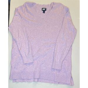 Lands' End Women's Lilac V-Neck Pullover Sweater Size L Casual
